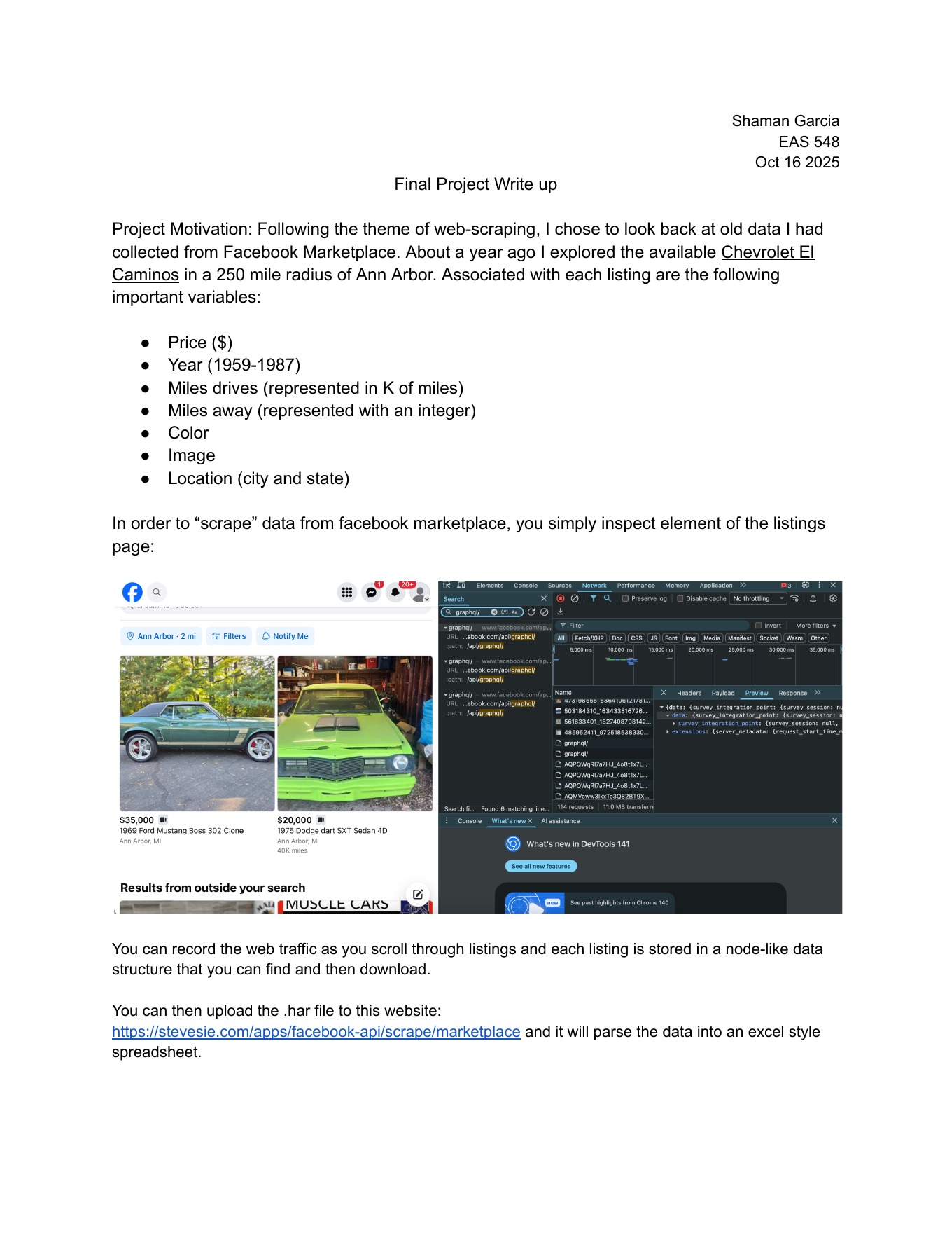 Project write-up page 1 of 4